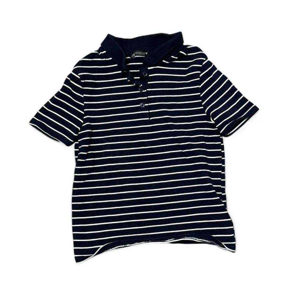 Zara Navy and White Striped Crop Top